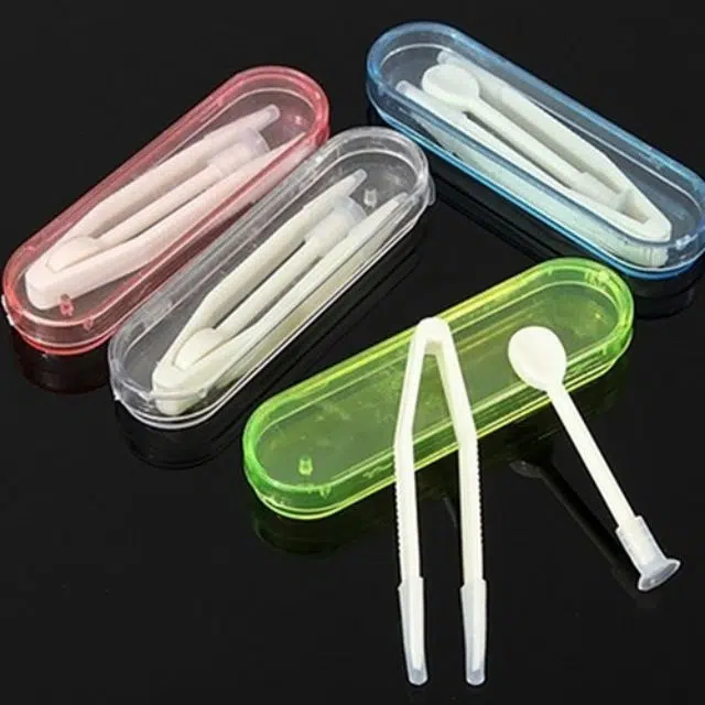Contact Lens Tweezers and Clip with Case